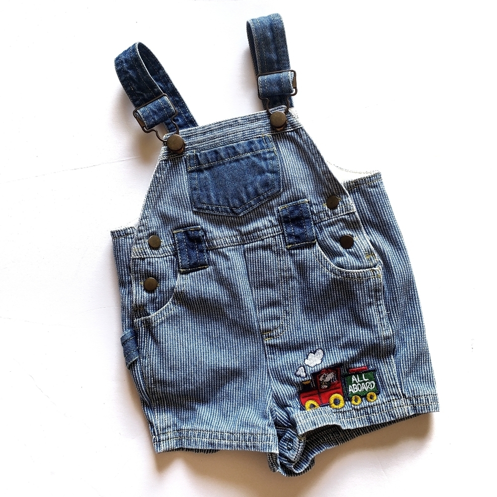 Vintage Denim Overalls Shorts Baby 6-9 Months - Picture 1 of 7